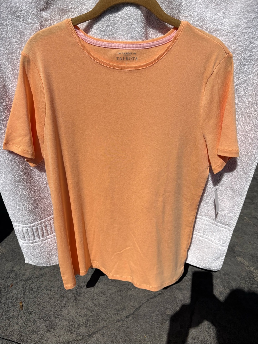 Talbots Short Sleeve Crewneck Tee in Peachy Coral